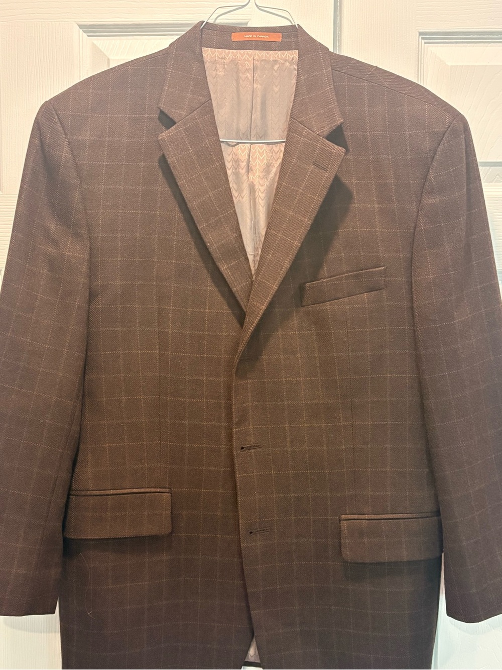 Michael Kors Brown Windowpane Wool Sport Coat - Size 44R